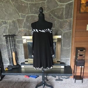 Elegant Black and White Off-Shoulder Dress